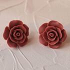 Rose Resin Earring 1 Pair - 1645 - Dark Red - One Size