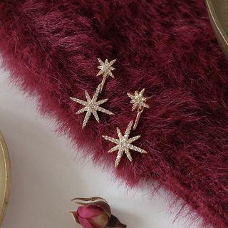 Rhinestone Star Stud Earring 1 Pair - Gold - One Size