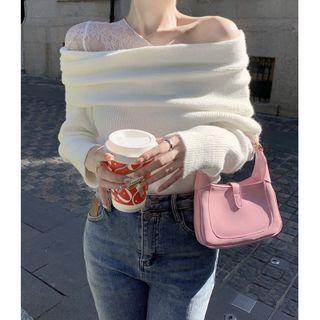 Lace-panel Boatneck Sweater