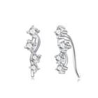 925 Sterling Silver Fashion Simple Geometric Earrings With Cubic Zircon Silver - One Size