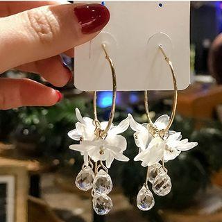 Faux Crystal Petal Hoop Earring 1 - As Shown In Figure - One Size
