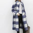 Double-breasted Gingham Wool Blend Coat