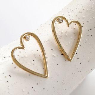 Cut-out Heart Drop Earring 1 Pair - S925 Sterling Silver Stud Earring - Heart - One Size