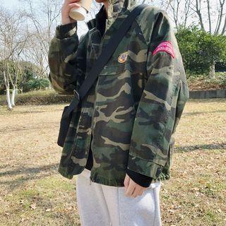 Applique Camouflage Zip Jacket