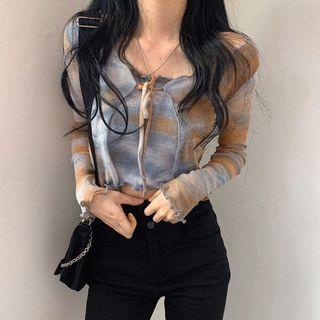 Set: Tie Dye Tube Top + Light Jacket As Shown In Figure - One Size