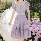 Balloon-sleeve Ruffle A-line Dress