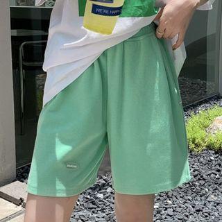 Drawstring Lettering Wide-leg Shorts