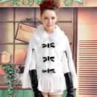 Wool-blend Faux Fur-collar Bow-accent Cape