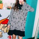 Check Long-sleeve Tie-neck Dress As Shown In Figure - One Size
