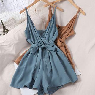 Spaghetti Strap Tie-waist Wide-leg Playsuit
