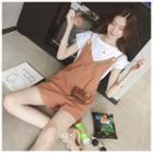 Set: Ruffle Trim T-shirt + Wide-leg Jumper Shorts