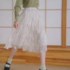 Dotted Midi A-line Skirt Polka Dot - Beige Almond - One Size