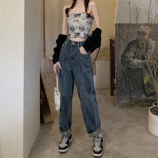 Wide Leg Jeans / Belt / Set (various Designs)