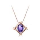 Simple Plated Rose Golden Geometric Pendant With Purple Cubic Zircon And Necklace