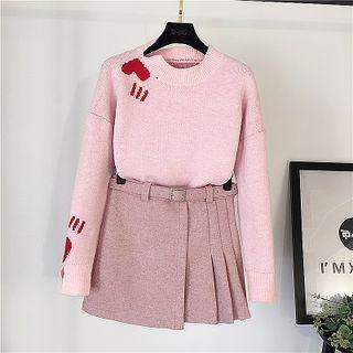 Set: Heart Sweater + A-line Skirt