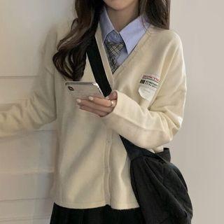 Plain Cardigan / Neck Tie Shirt