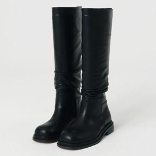 Crinkled Faux Leather Tall Boots