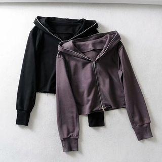 Plain Zip Crop Jacket