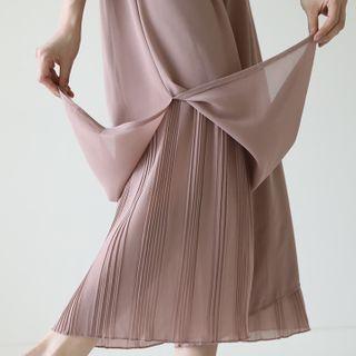 Band-waist Chiffon Layered Pants