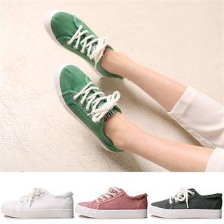 Fray-trim Canvas Sneakers