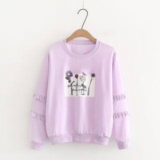 Flower Print Ruffle Pullover
