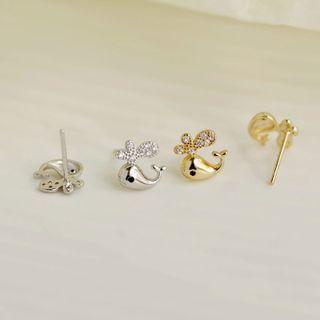 Whale Rhinestone Sterling Silver Earring