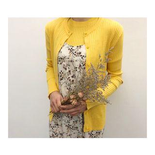 Crew-neck Short-sleeve Ribbed Knit Top