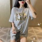 Glitter Printed Long T-shirt