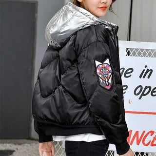 Patched Hooded Down Jacket