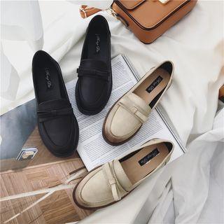 Faux Leather Bow-accent Loafers