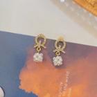 Faux Pearl Alloy Dangle Earring 1 Pair - S925 Silver - Gold - One Size