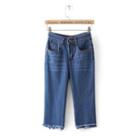 Fray-hem Cropped Jeans