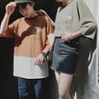 Couple Matching Elbow-sleeve Japanese Character T-shirt