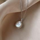 925 Sterling Silver Shell Bead Pendant Necklace Necklace - Shell - Circle - One Size