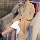 Plain Loose-fit Trench Coat / Pleated Skirt