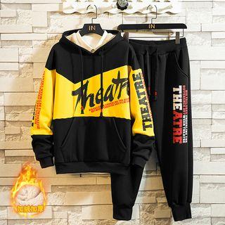 Letter Printed Hooded Pullover + Letter Printed Pants