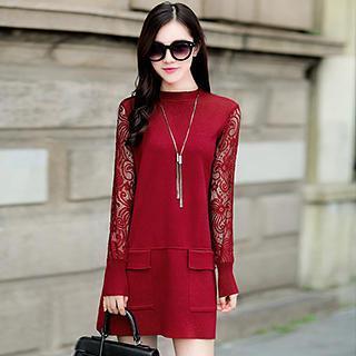 Lace Long-sleeve Knit Dress