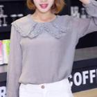 Lace Trim Collared Blouse