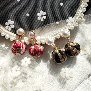 Plaid Ball Ear Stud / Clip-on Earring