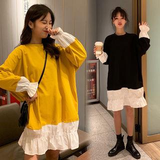 Drop-shoulder Color-block Dress