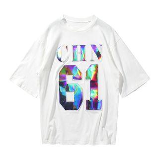 Numbering Elbow-sleeve T-shirt