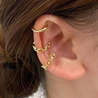 Set Of 3: Ear Cuff Set Of 3 - Ear Cuff - Gold - One Size