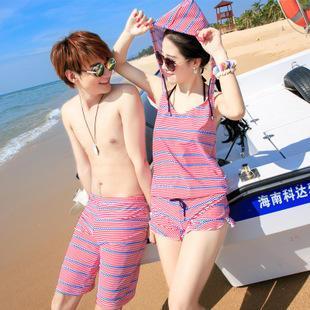 Couple Set: Print Bikini + Cover-up + Swim Shorts / Male Swim Shorts