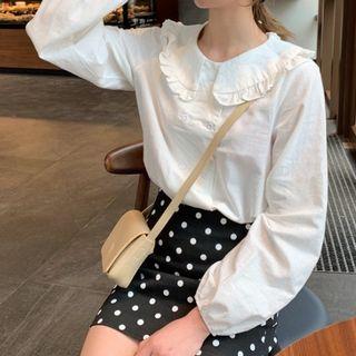 Ruffled Doll Collar Double-breasted Blouse