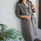 Belted Glen Plaid Chesterfield Coat