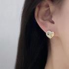 Heart Rhinestone Stud Earring 1 Pair - Gold - One Size