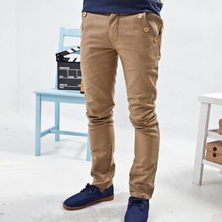 Buttoned Slim-fit Pants