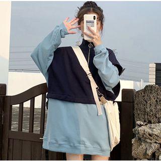 Half-zip Cape Top / Loose-fit Long Sweatshirt