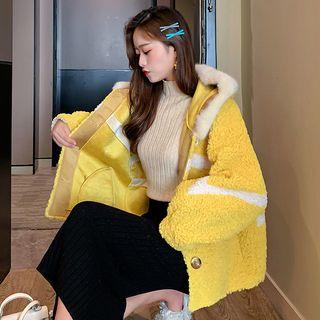 Single-breasted Fleece Hooded Jacket