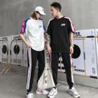Couple Matching Contrast Trim Letter T-shirt / Sweatpants